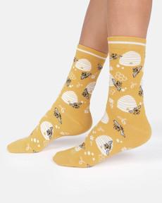 Thought bamboe damessokken met bijenkorf yellow via Lotika
