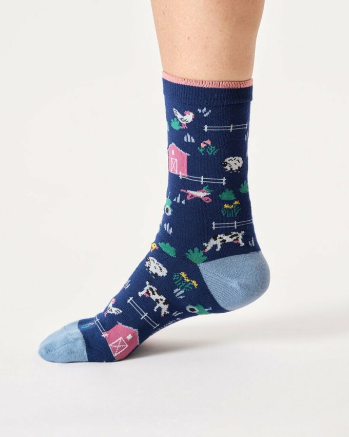 Bamboe sokken dames boerderij – midnight blue from Lotika