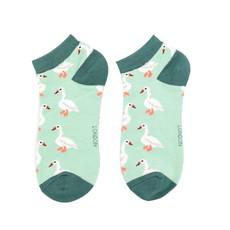 Bamboe sneakersokken dames white ducks - mint van Lotika
