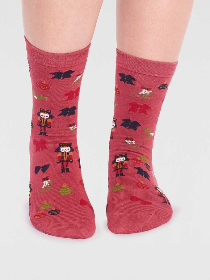 Kerstsokken dames notenkraker - brick red from Lotika