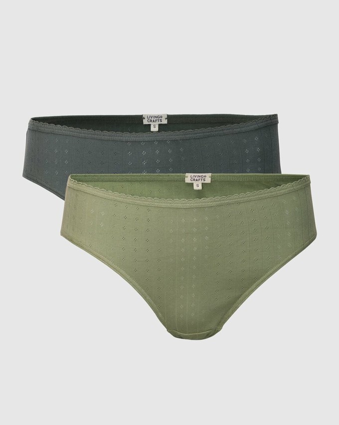 Dames slips 100% katoen Rylie 2-pack - fog green kaki from Lotika