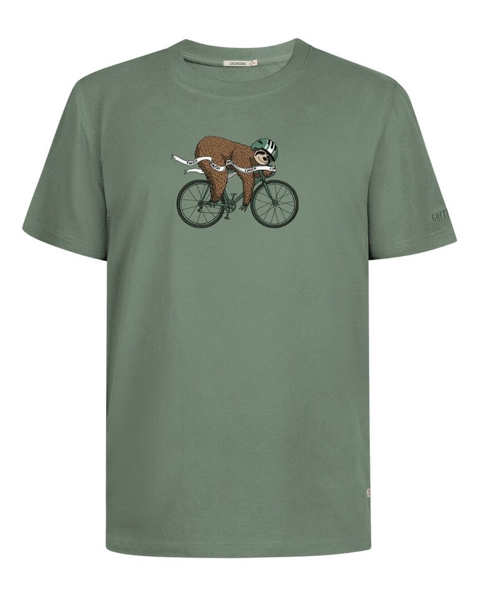 Greenbomb T-shirt heren luiaard op racefiets - groen from Lotika