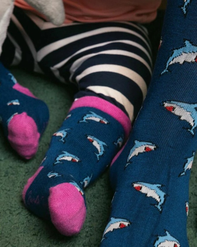 Bamboe kindersokken haaien - navy from Lotika