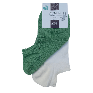 Enkelsokken dames katoen Abby 2-pack - groen - wit from Lotika