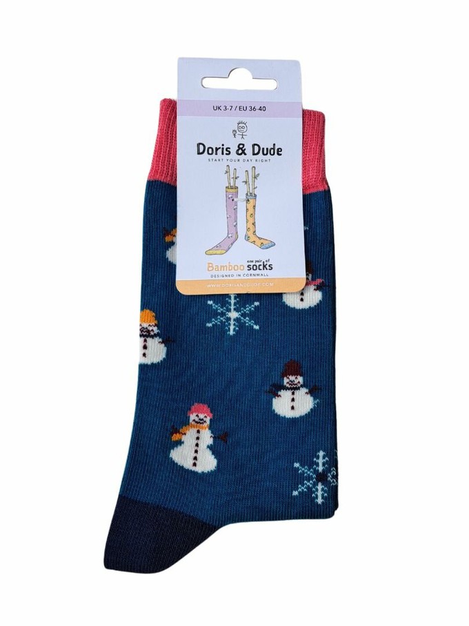 Doris & Dude kerstsokken dames sneeuwpoppen - teal from Lotika