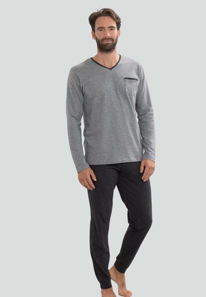Living crafts heren pyjama set katoen Colin - grijs / anthra from Lotika