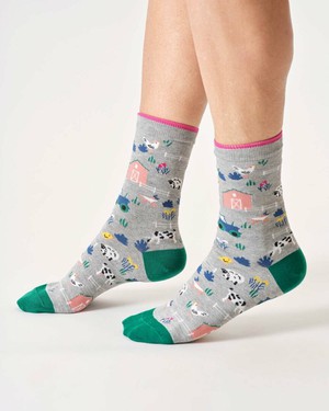 Bamboe sokken dames boerderij – grey marle from Lotika