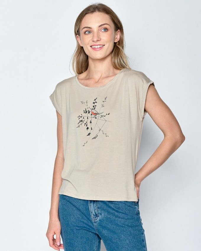 Greenbomb T-shirt dames vogel op tak - latte from Lotika