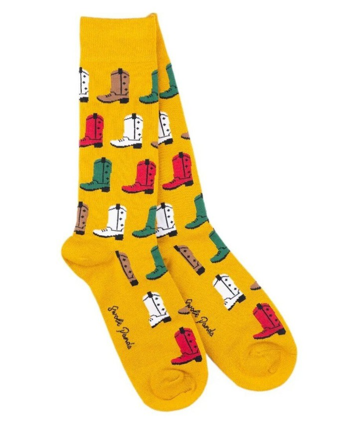 Swole Panda bamboesokken met cowboylaarzen – geel from Lotika