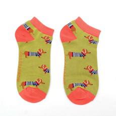 Bamboe sneakersokken dames Parisian pups - olive van Lotika