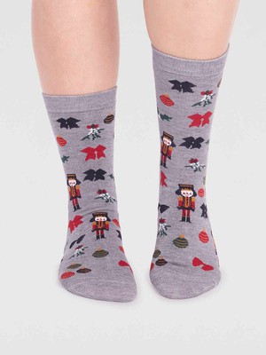 Kerstsokken dames notenkraker - grey marle from Lotika
