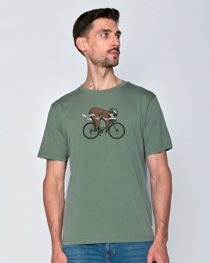 Greenbomb T-shirt heren luiaard op racefiets - groen from Lotika