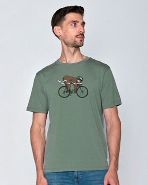 Greenbomb T-shirt heren luiaard op racefiets - groen from Lotika