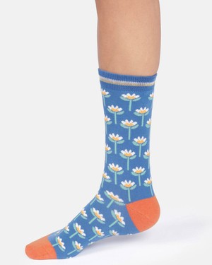 Thought katoenen damessokken met bloemen French blue from Lotika