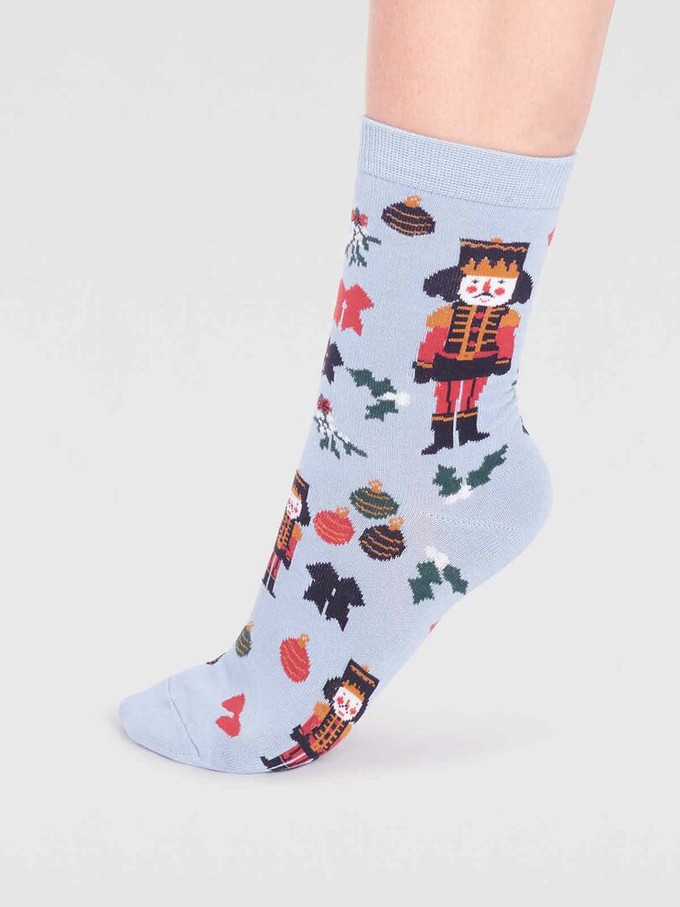 Kerstsokken dames notenkraker - foam blue from Lotika