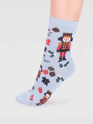 Kerstsokken dames notenkraker - foam blue from Lotika