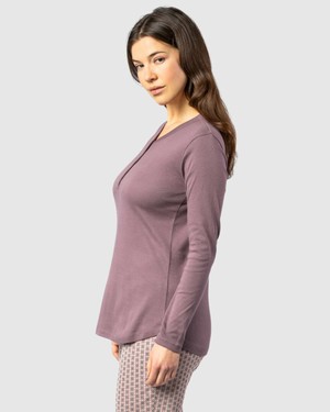 Pyjamashirt dames katoen Violera - mauve from Lotika