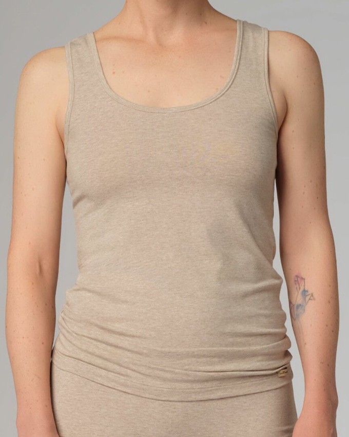 Comazo hemd brede bandjes katoen - beige melange from Lotika