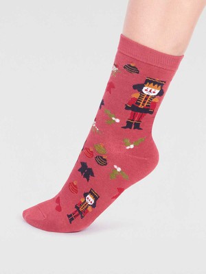 Kerstsokken dames notenkraker - brick red from Lotika