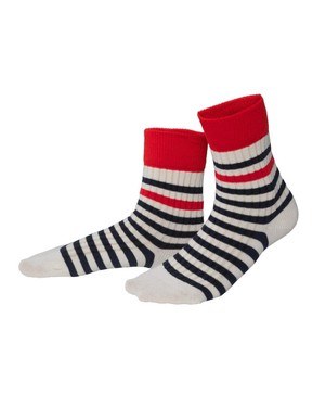 Living Crafts katoenen sokken Maris - navy natural red from Lotika