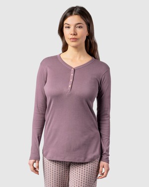 Pyjamashirt dames katoen Violera - mauve from Lotika