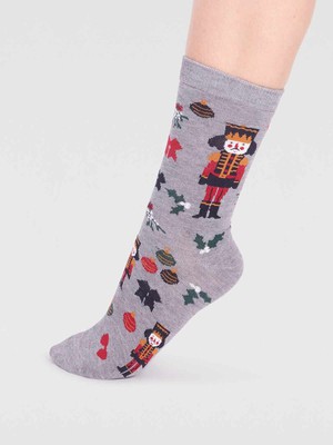 Kerstsokken dames notenkraker - grey marle from Lotika