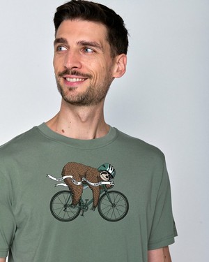 Greenbomb T-shirt heren luiaard op racefiets - groen from Lotika
