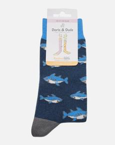 Doris & Dude bamboe herensokken met haaien navy via Lotika