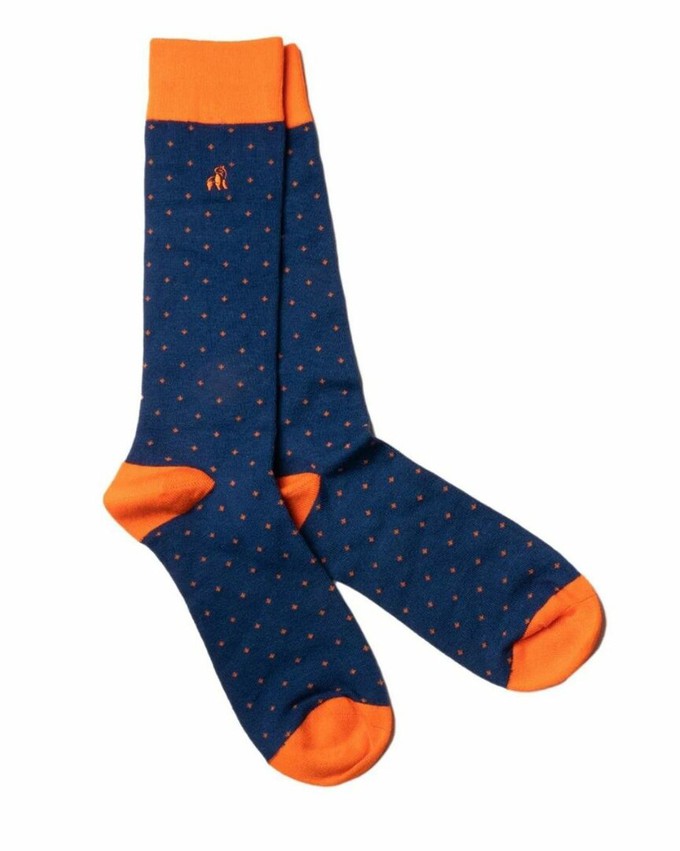 Swole Panda bamboe sokken heren blauw met stippen from Lotika