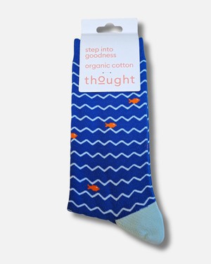 Thought katoenen heren sokken vissen – cobalt blue from Lotika