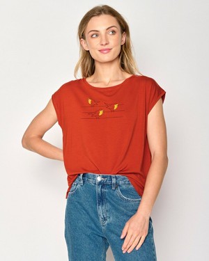 Greenbomb T-shirt dames vogels - clay red from Lotika