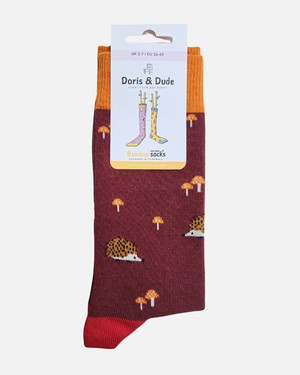 Doris & Dude bamboe damessokken egels burgundy from Lotika