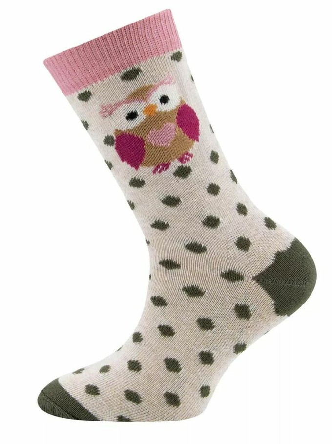 Ewers kindersokken uilen beige - groen - 2-pack maat 27-30 from Lotika