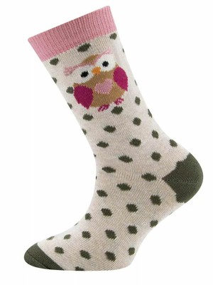 Ewers kindersokken uilen beige - groen - 2-pack maat 27-30 from Lotika