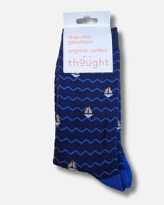 Thought katoenen heren sokken zeilbootjes – midnight blue via Lotika