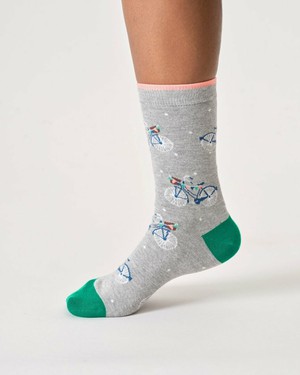 Bamboe dames sokken met fietsen – grey marl from Lotika