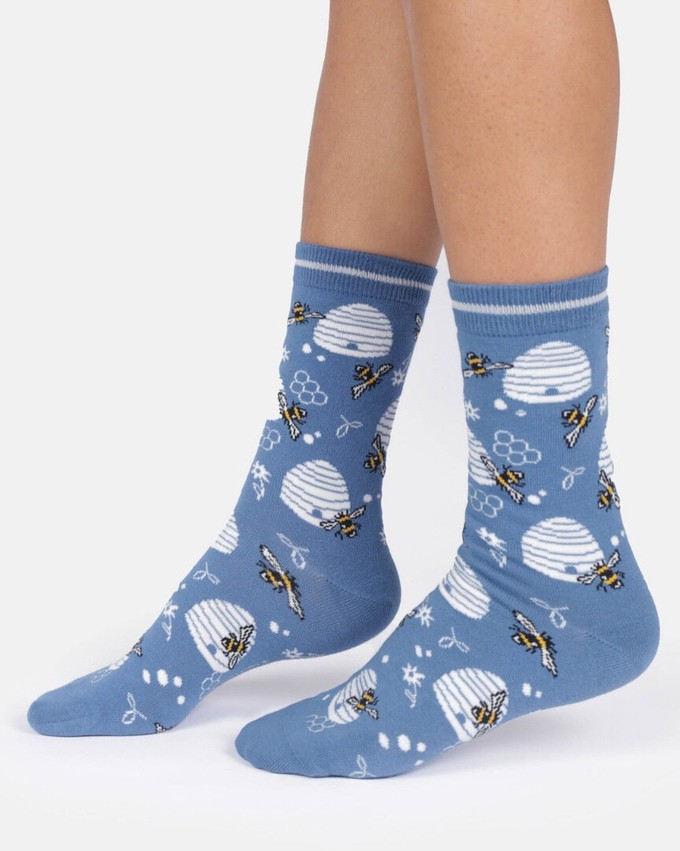 Thought bamboe damessokken met bijenkorf French blue from Lotika
