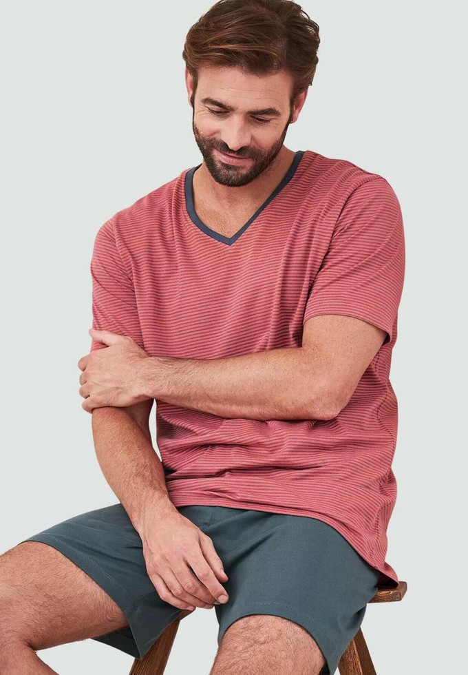 Living crafts heren pyjama set katoen Carl - asphalt / cayenne from Lotika