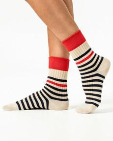 Living Crafts katoenen sokken Maris - navy natural red via Lotika