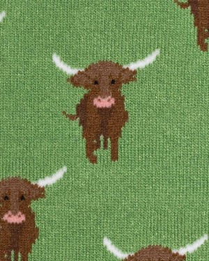 Swole Panda bamboesokken met Schotse hooglanders – groen from Lotika