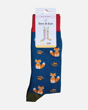 Doris & Dude bamboe damessokken vossen teal blauw from Lotika