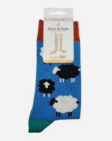 Doris & Dude bamboe damessokken met schapen blauw via Lotika