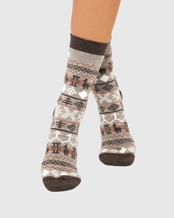 Apu Kuntur wollen alpaca sokken Camino - stone mokka from Lotika