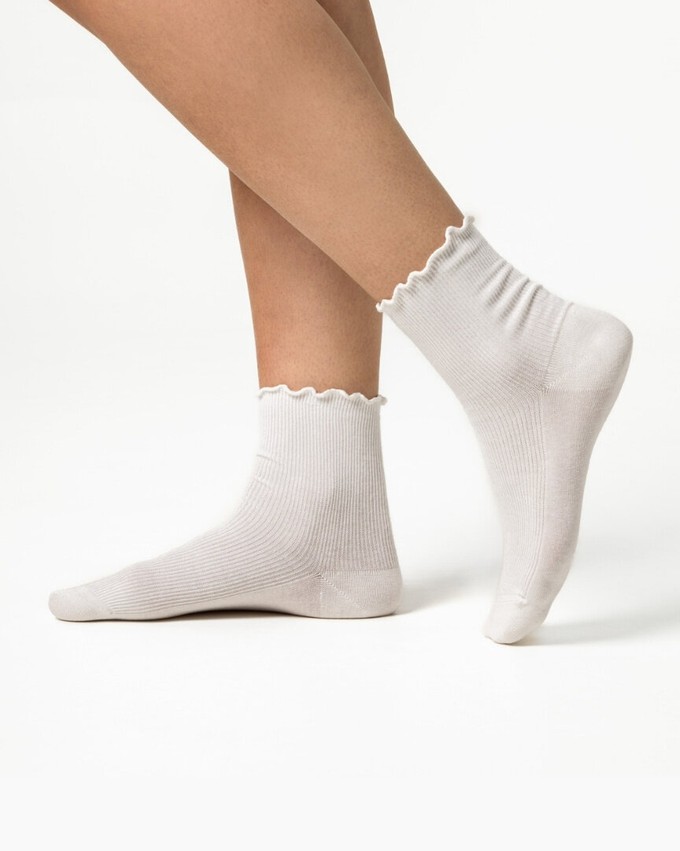 Living Crafts damessokken Asther 2-pack – white camelia from Lotika