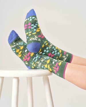 Dames sokken bio-katoen ditsy - eucalyptus green from Lotika