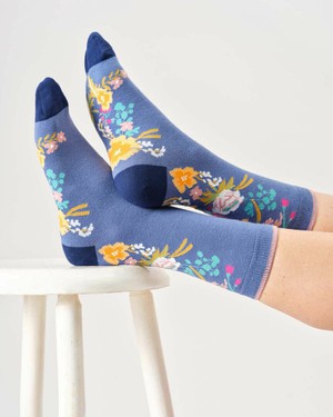 Dames sokken bio-katoen climbing floral - denim blue from Lotika