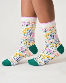 Dames sokken bio-katoen ditsy - stone white via Lotika