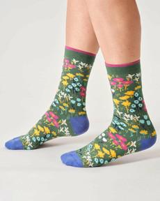 Dames sokken bio-katoen ditsy - eucalyptus green via Lotika