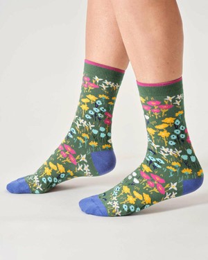 Dames sokken bio-katoen ditsy - eucalyptus green from Lotika