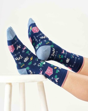 Bamboe sokken dames boerderij – midnight blue from Lotika